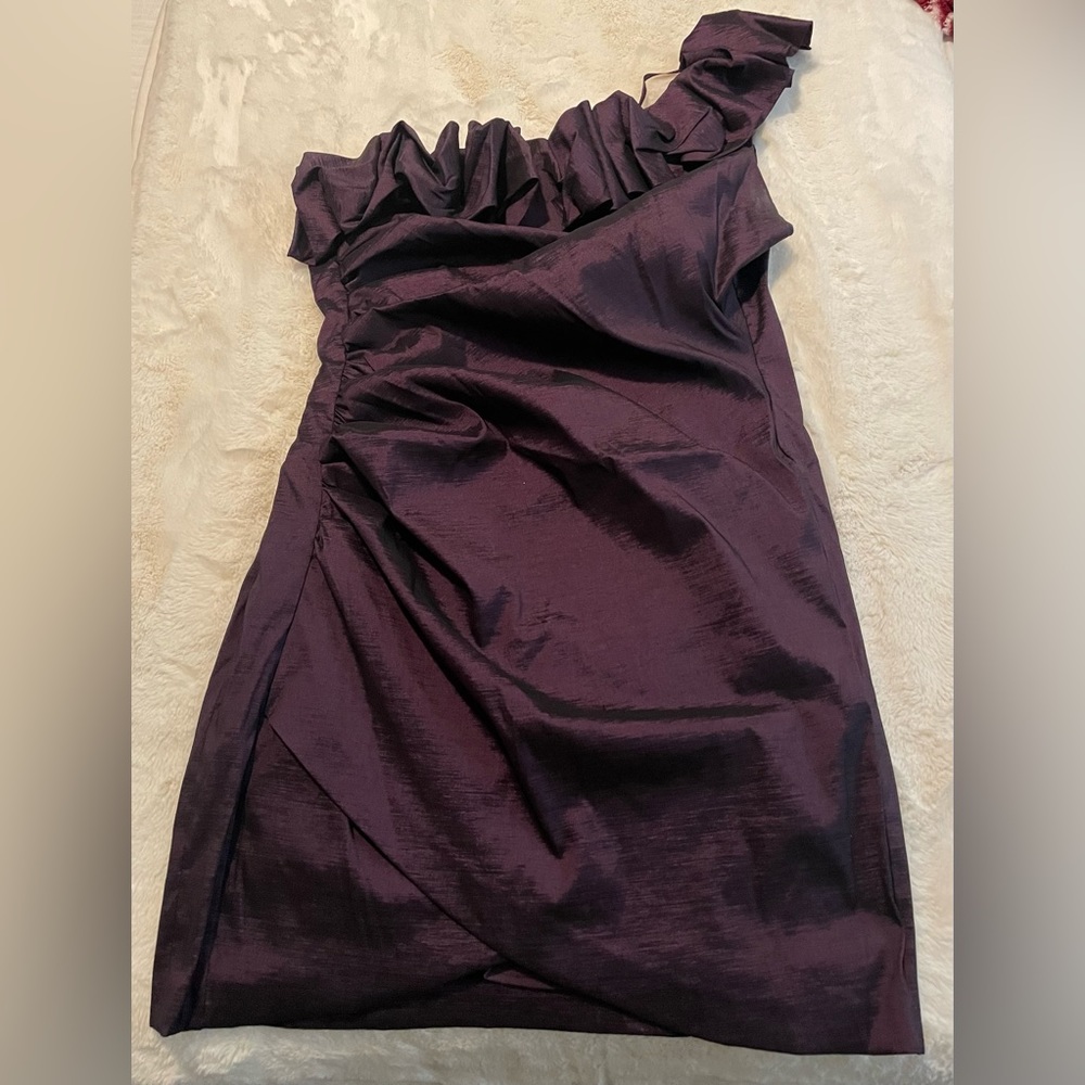 Women formal dress one shoulder off.